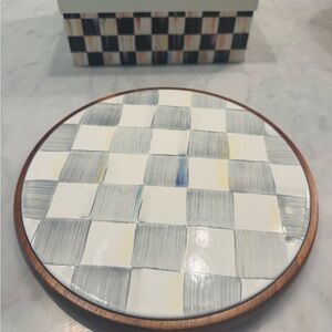 Mackenzie Childs Sterling Check Large Trivet